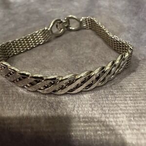 Hobe Vintage Silver‎ Tone Braided Link Chain Bracelet